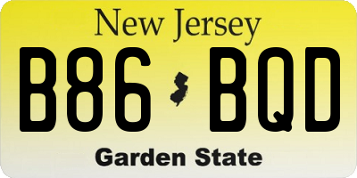 NJ license plate B86BQD