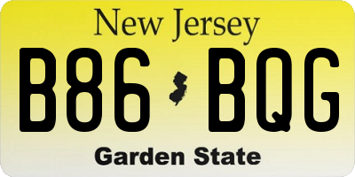 NJ license plate B86BQG