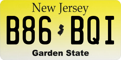 NJ license plate B86BQI