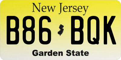 NJ license plate B86BQK