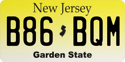 NJ license plate B86BQM