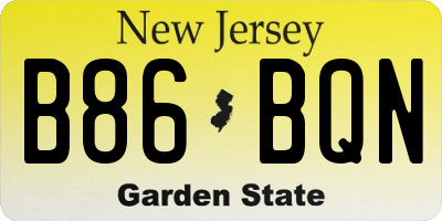 NJ license plate B86BQN