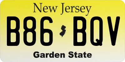 NJ license plate B86BQV