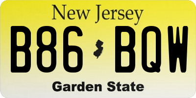 NJ license plate B86BQW