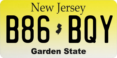 NJ license plate B86BQY