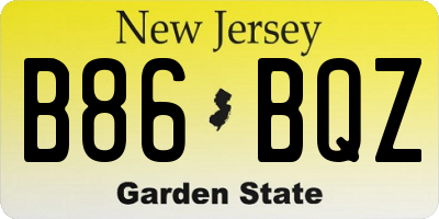 NJ license plate B86BQZ