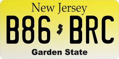 NJ license plate B86BRC