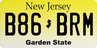 NJ license plate B86BRM