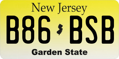 NJ license plate B86BSB