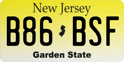 NJ license plate B86BSF
