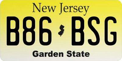 NJ license plate B86BSG
