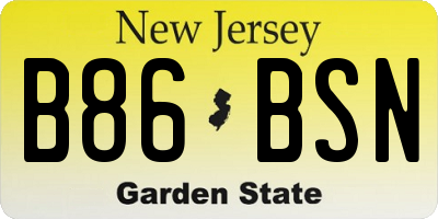 NJ license plate B86BSN