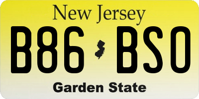 NJ license plate B86BSO