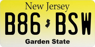NJ license plate B86BSW