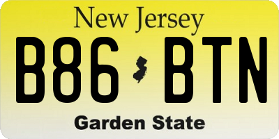 NJ license plate B86BTN