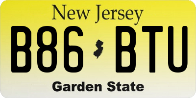 NJ license plate B86BTU
