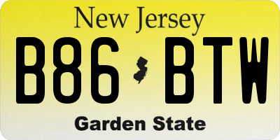 NJ license plate B86BTW