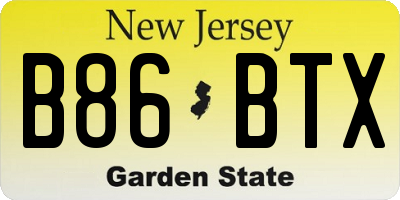 NJ license plate B86BTX
