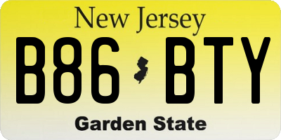NJ license plate B86BTY