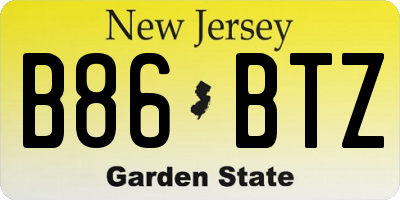 NJ license plate B86BTZ