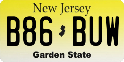 NJ license plate B86BUW