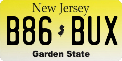 NJ license plate B86BUX