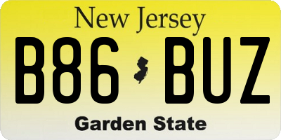 NJ license plate B86BUZ