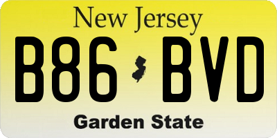NJ license plate B86BVD