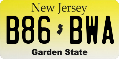 NJ license plate B86BWA