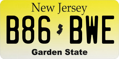 NJ license plate B86BWE