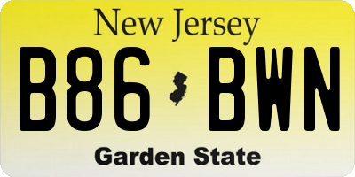 NJ license plate B86BWN