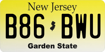 NJ license plate B86BWU
