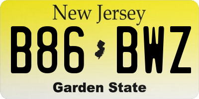 NJ license plate B86BWZ