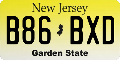 NJ license plate B86BXD
