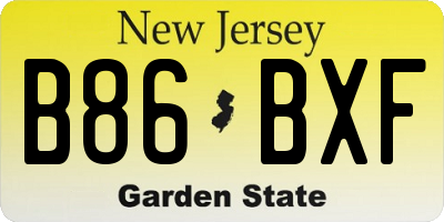 NJ license plate B86BXF