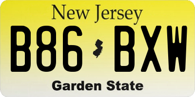 NJ license plate B86BXW