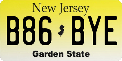 NJ license plate B86BYE