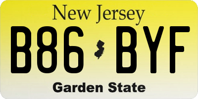 NJ license plate B86BYF