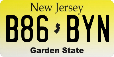 NJ license plate B86BYN