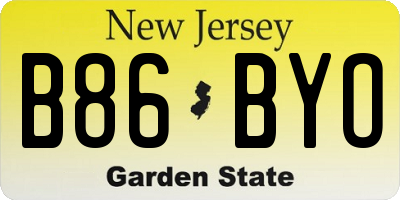 NJ license plate B86BYO