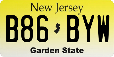 NJ license plate B86BYW