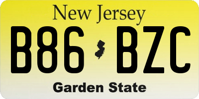 NJ license plate B86BZC
