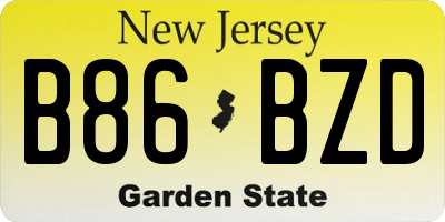 NJ license plate B86BZD