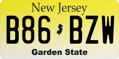 NJ license plate B86BZW