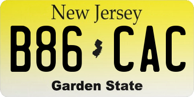 NJ license plate B86CAC
