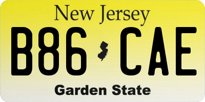 NJ license plate B86CAE