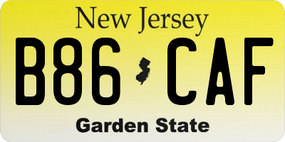 NJ license plate B86CAF
