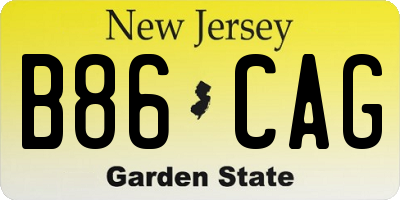 NJ license plate B86CAG