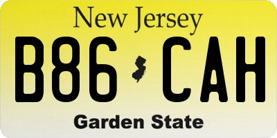 NJ license plate B86CAH