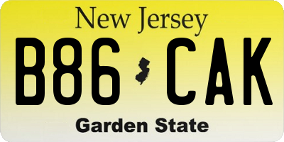 NJ license plate B86CAK
